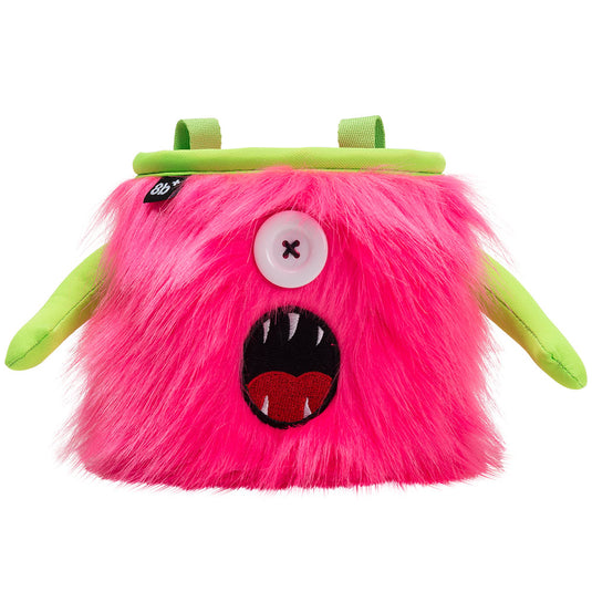 8B+ Kelly chalk bag with pink fur design, one eye and green arms