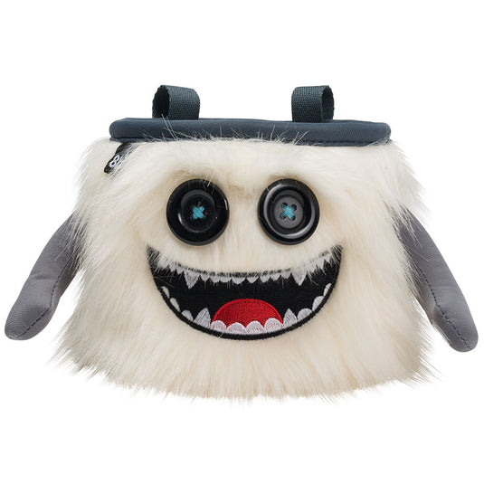8b+ Manny Chalk Bag in white fur design and wild smile
