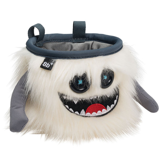 8b+ Manny Chalk Bag in white fur design and wild smile