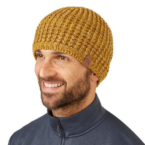 RAB Nonna Beanie in sahara worn by model