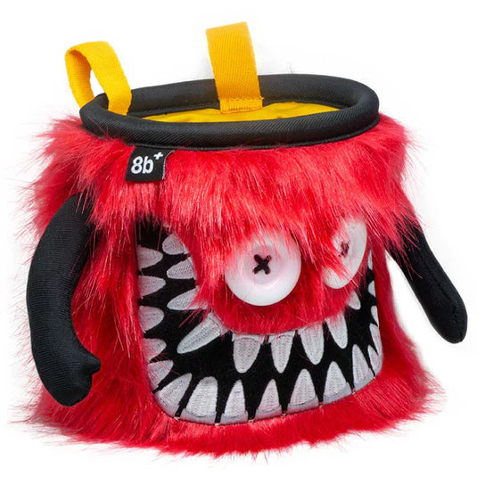 8B+ Ozzy Chalk Bag, in red fur design with large monster mouth