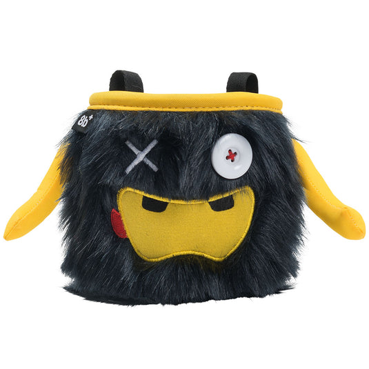8B+ Phil Chalk Bag with one eye, black fur design with yellow arms