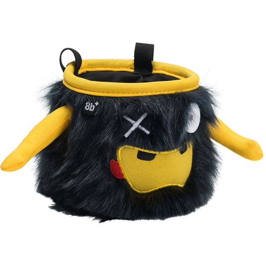 8B+ Phil Chalk Bag with one eye, black fur design with yellow arms