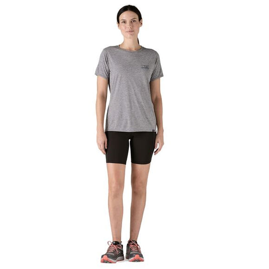 Patagonia Womens Cap Cool Daily Graphic Shirt in feather gray worn by model