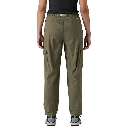 Patagonia Womens Outdoor Everyday Cargo Pants in Basin Green worn by model facing away