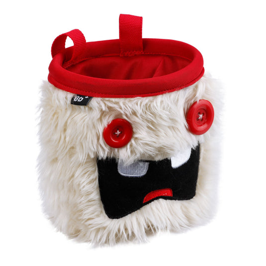 8B+ Pam Chalk Bag in white fur with red buttons and two big teeth