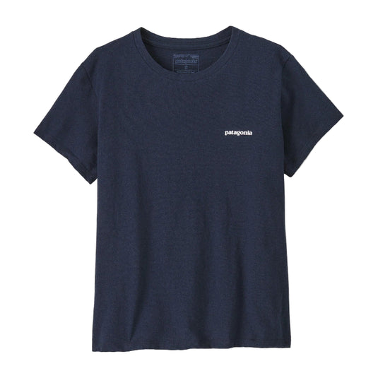 Patagonia P-6 Logo tee in Navy with small patagonia logo on left chest