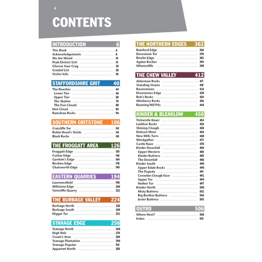 Peak District Grit Wired Guides - climbing guidebook - contents