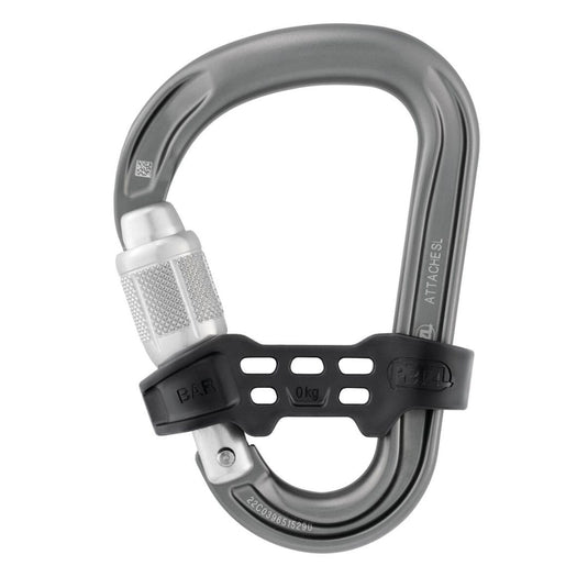 Petzl Attache Bar Screw Lock Carabiner closed and locked with bar closed - no red band visible on gate