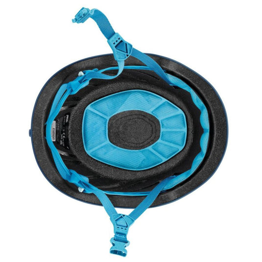 Inside of a BOREA helmet by Petzl showing foam and air channels. The pattern of the foam is unique to each helmet