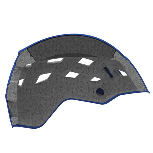 A model image showing the hybrid construction with thick ABS shell and dual EPP and EPS foam liner of a Petzl BOREO Helmet