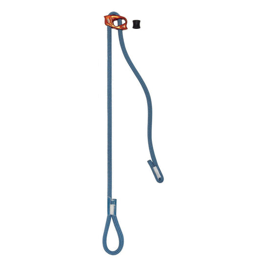 Petzl adjust lanyard with blue rope and orange connector