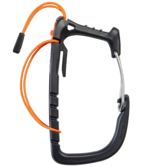 Petzl Caritool Evo in black and orange with wire gate lock