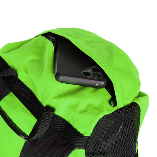 Psychi Rope Bag - Green - close up of top zip pocket