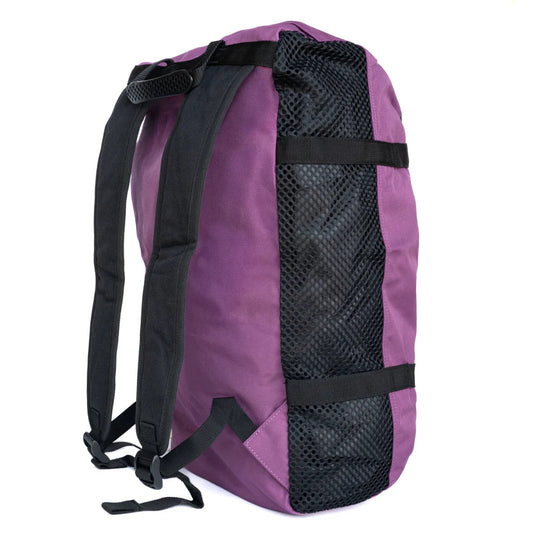 Psychi Rope Bag - Purple - closed - showing backpack straps