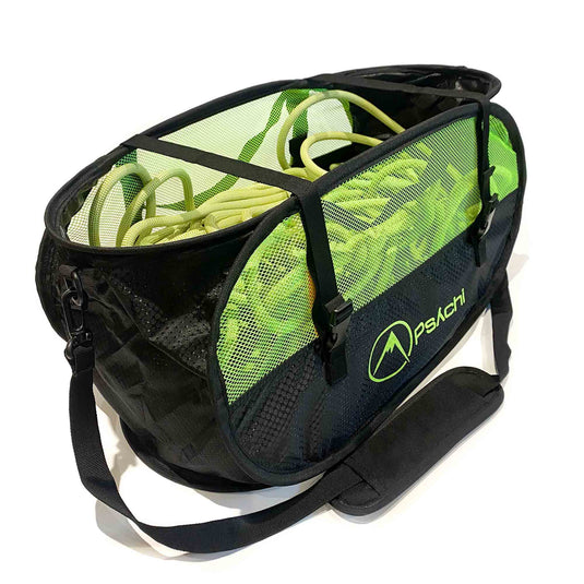 Psychi Belay Bucket - Green with rope in