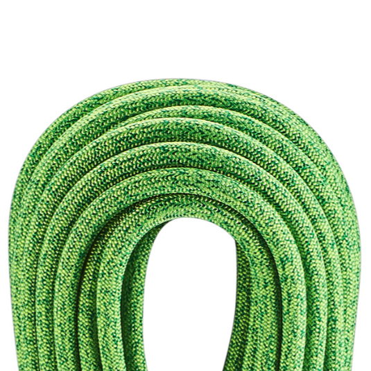 Close up of green BOA climbing rope