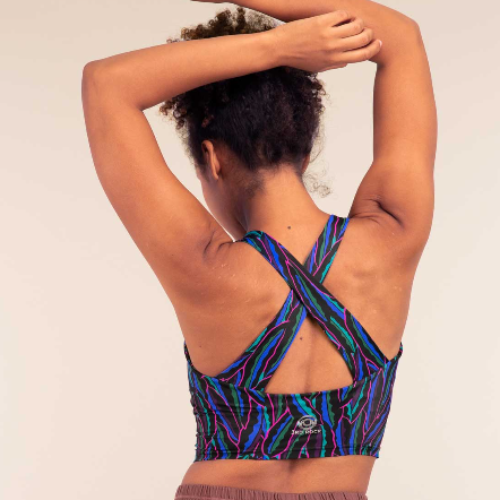 3rd rock bra in shrubbery worn by model facing away