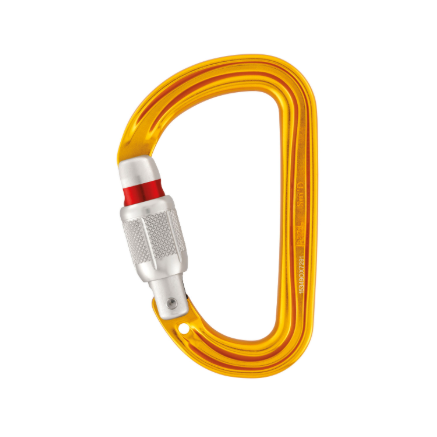 Petzl Sm'D Carabiner with Screwgate closed but unlocked with red band visible
