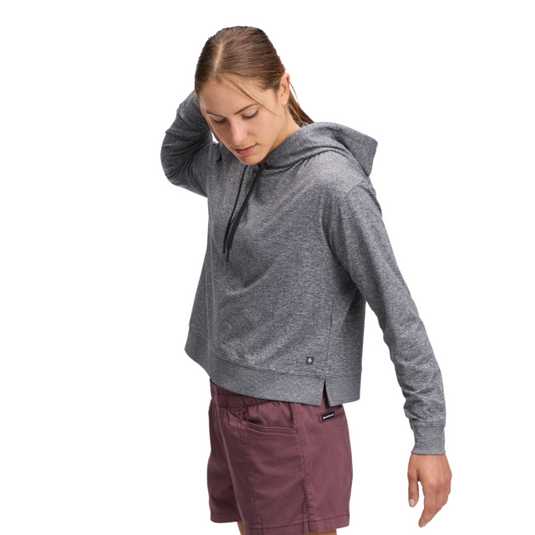 Black Diamond Circuit Midlayer Hoody in anthracite worn by model turned to side