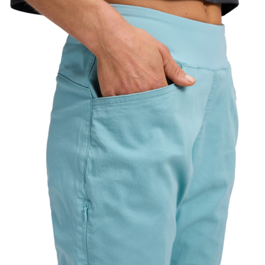 Black Diamond Notion SP pants - Glacier - worn by model with hand in pocket