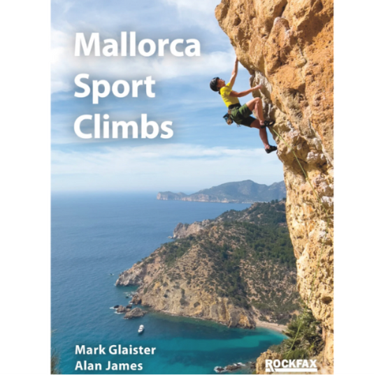 Mallorca Sport Climbs - Mark Glaister, Alan James - Rock Fax - Climber on rockface with ocean view