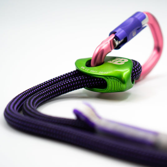 Beal Expresso Fit Climbing Lanyard with carabiner - pink carabiner and green expresso