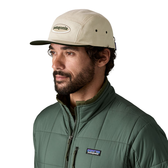 Patagonia Graphic Maclure Hat in Oval Logo Pumice worn by model