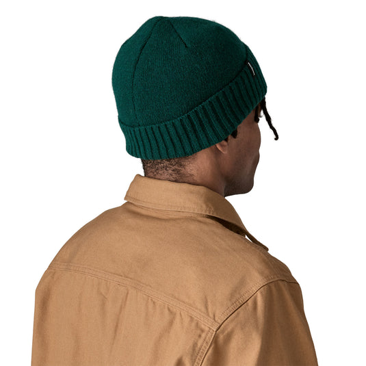 Patagonia Brodeo Beanie in cascade green worn by model