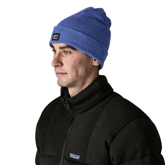 Patagonia Everyday Beanie - Barnicle Blue - worn by model