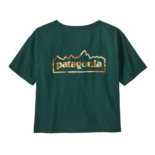 Patagonia Womens Unity Fitz Easy-Cut Responsibili-Tee® in cascade sage showing logo on back