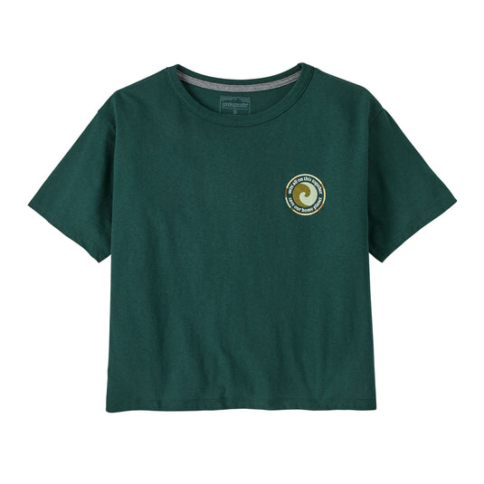 Patagonia Womens Unity Fitz Easy-Cut Responsibili-Tee® in cascade sage showing front chest graphic