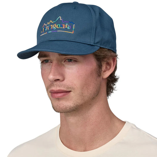 Patagonia Glass Blue Cap - everyday scrap - worn by model