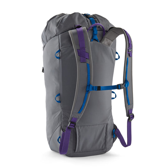 Patagonia Ascensionist 35L in Noble Grey from Back with waist belt and padding removed