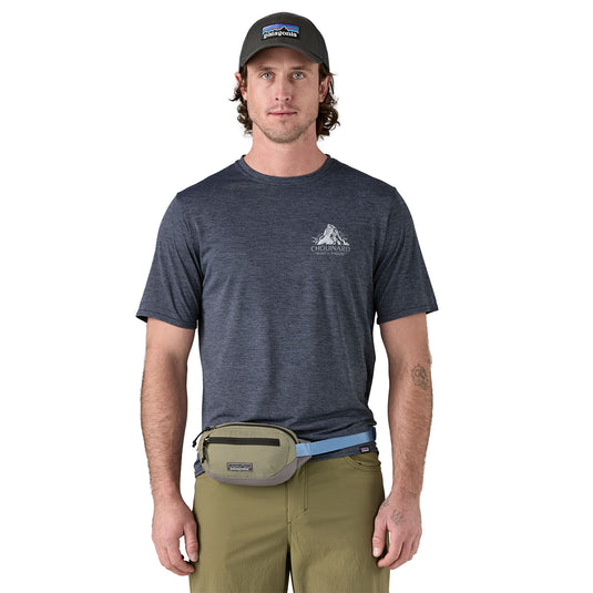 Patagonia Terravia Mini Hip Pack in River rock green worn by model