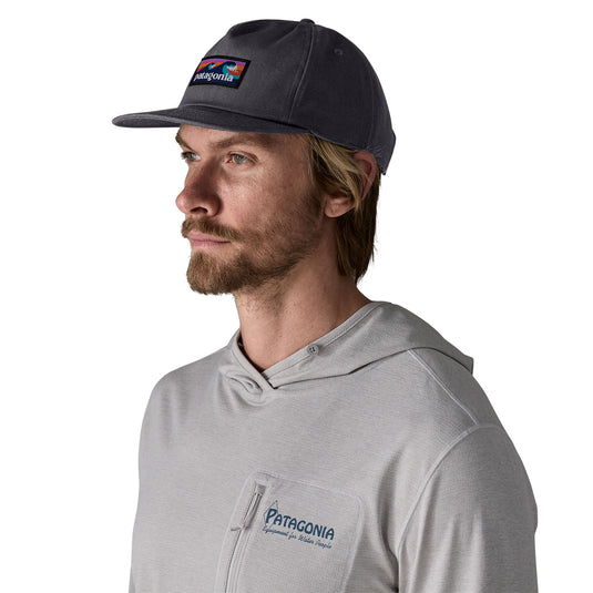 Patagonia Boardshort Label Funfarer Cap in black worn by model