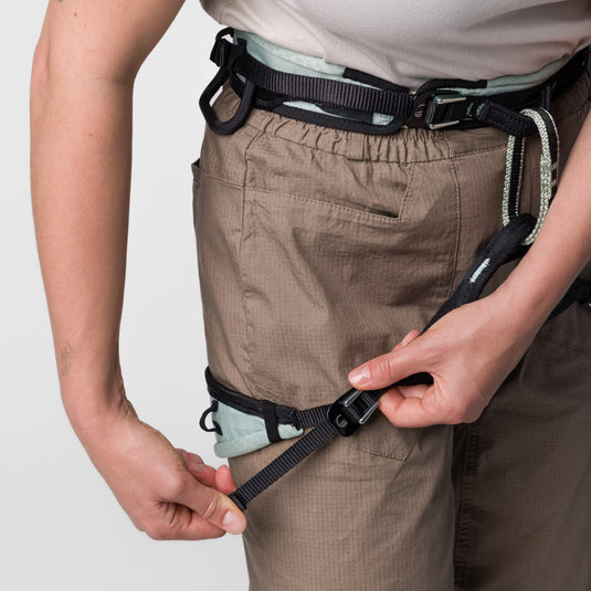 Wild Country Session 2.0 Women's Harness - worn by model close up of leg loop