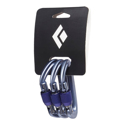 Black Diamond Liteforge screwgate 3-pack carabiners in grey with purple screwgate