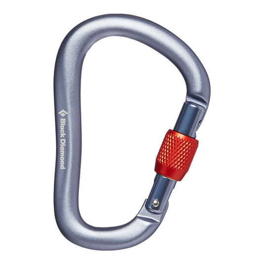 Black Diamond RockLock Screwgate Carabiner in gray with octane screwgate