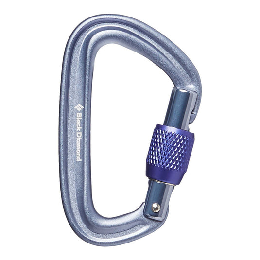 Black Diamond Liteforge screwgate carabiner in grey with purple screwgate