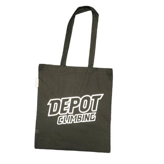 Depot Tote Bag - Black with white text