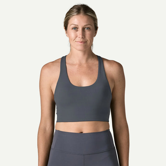 Patagonia Maipo Mid-Impact Bra - SMOLDER BLUE WORN BY MODEL 