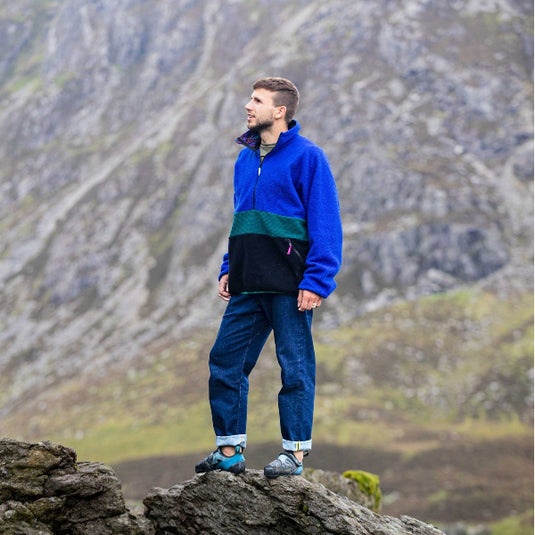 3rd Rock Mens Mars Jean Indigo - worn by model at crag