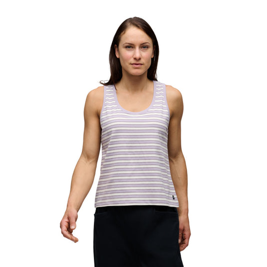 Black Diamond Womens BD Stripe Tank Long in Dusk Violet-Off White-Dark Mauve 