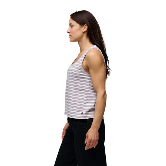 Black Diamond Womens BD Stripe Tank Long in Dusk Violet-Off White-Dark Mauve 