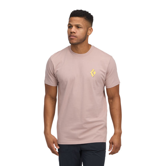 Men's Shredded Short Sleeve Tee in Pale Muave worn on model 