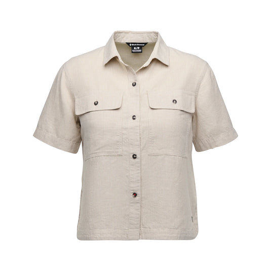 Black Diamond Womens Scenic Route Short Sleeve Shirt in Moonstone-chalk