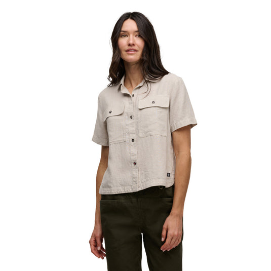 Black Diamond Womens Scenic Route Short Sleeve Shirt in Moonstone-chalk