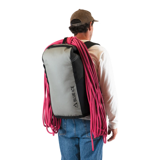 Blue Ice Octopus 25L with rope on back secured with buckle