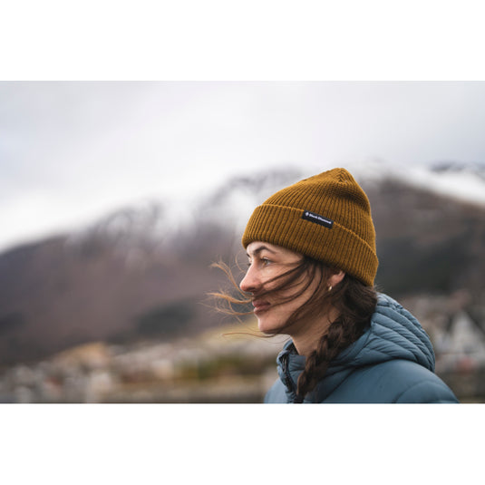 Black Diamond Fisherman Beanie - in flax worn by model